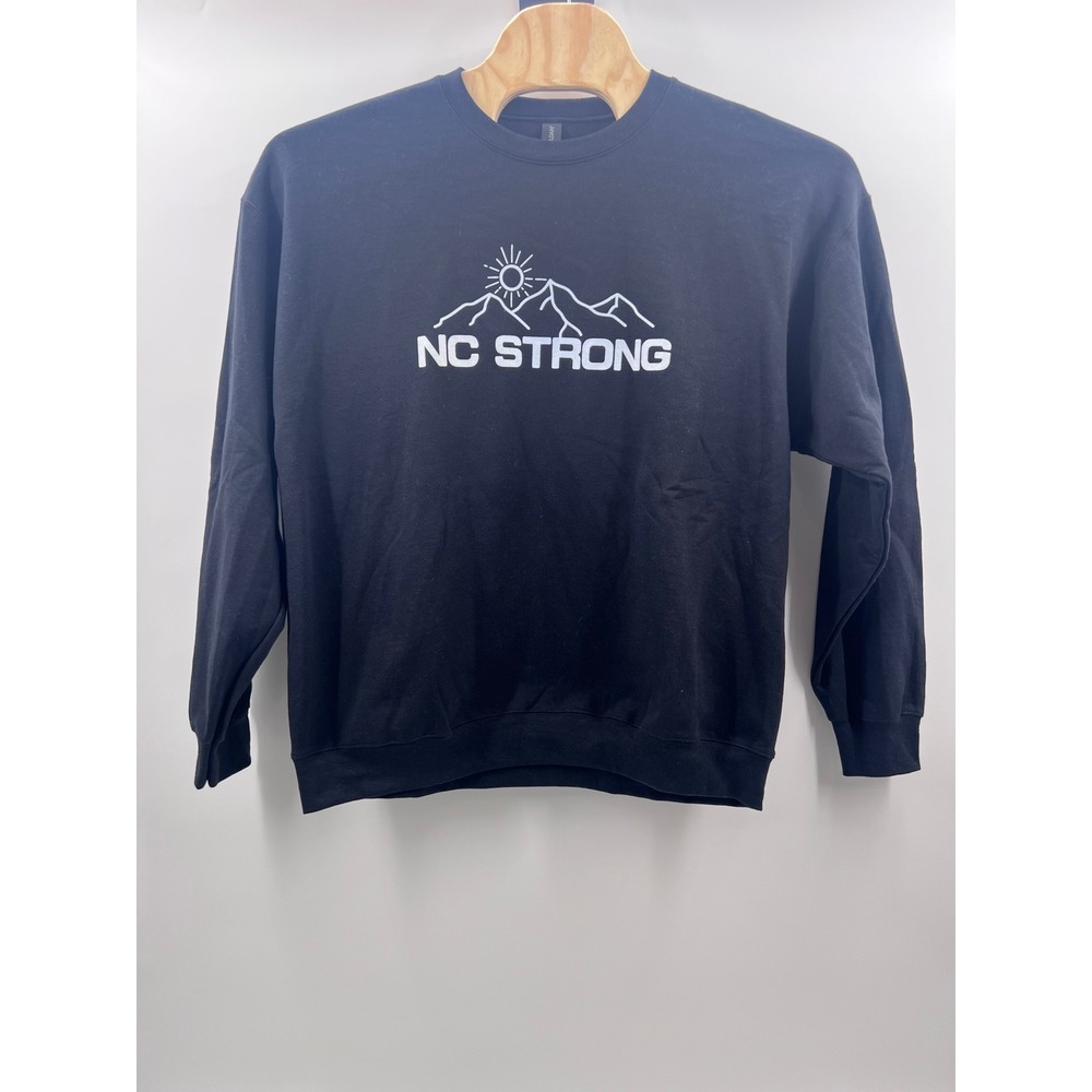 Gildan NC Strong Sweatshirt Black Heavy Blend‎ Mountains Sun Graphic XL - Picture 2 of 6